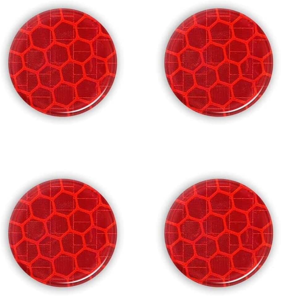 4R Quattroerre.it 5464 Reflektierende 3D Aufkleber Diamond Refractive Stickers, Rot Kreise, 4 Stück Durchmesser 30 mm