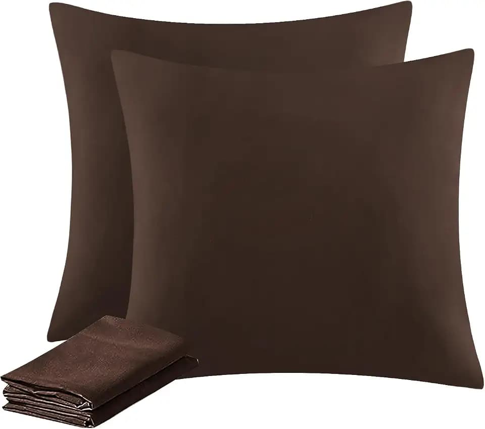 Aisbo Kissenbezug 80x80 2er Set - Kopfkissenbezug 80 x 80 Braun mit Reißverschluss aus Mikrofaser, ÖKO-TEX Pillow Cover 80x80cm, Weich und Bügelfrei