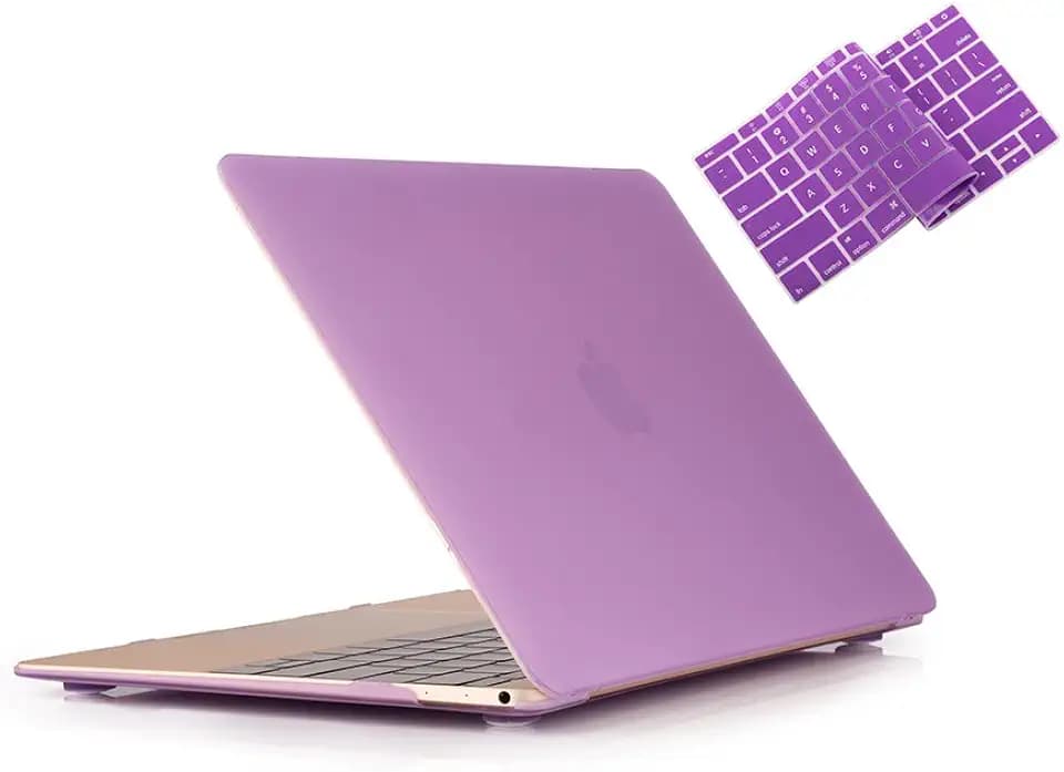 RUBAN Case Compatible with MacBook 12 Inch A1534 - Slim Snap On Hard Shell Protective Cover and Keyboard Cover, Purple