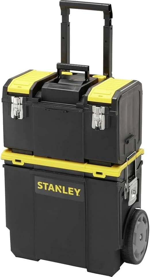 Stanley Mobile Werkzeugbox/Werkzeugkoffer 1-70-327 (2-in-1 Variante mit abnehmbarer Werkzeugbox, robuster Teleskopgriff, große 7" Räder, 48x57x29cm)