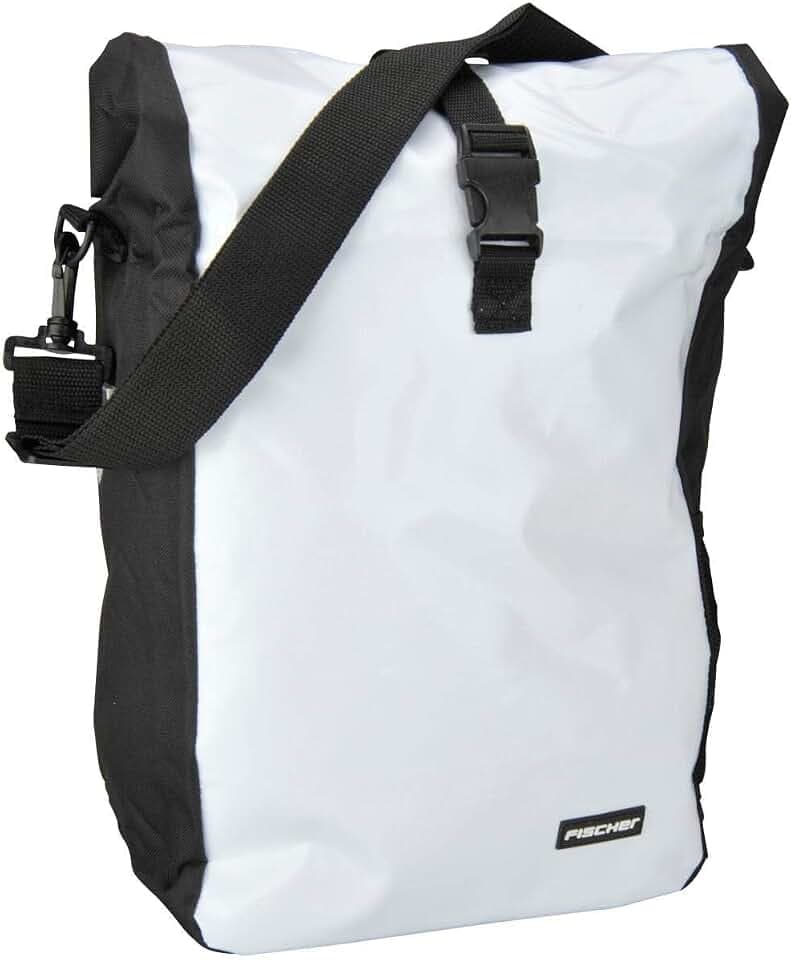 Fischer Gepäckträgertasche, Fahrradtasche, wasserdicht, 18 Liter, weiß
