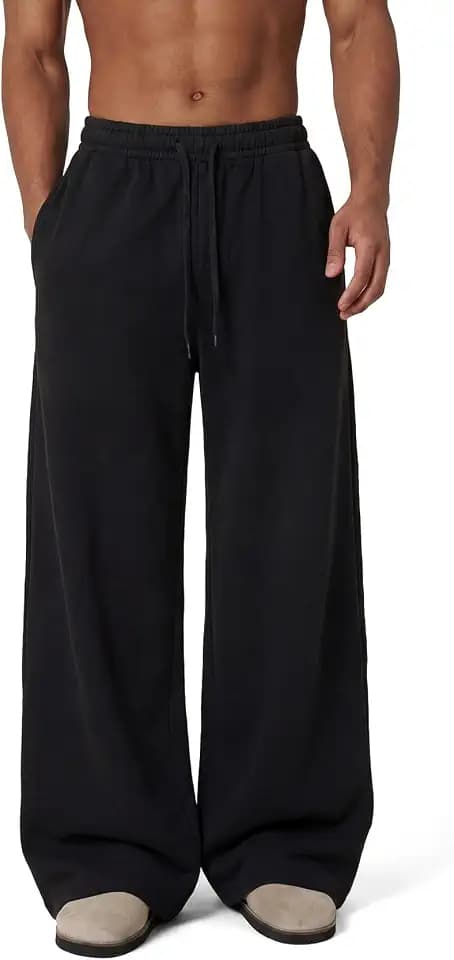 Mens Baggy Sweatpants Wide Leg Sweat Pants Uncuffed Loose Gym Y2K