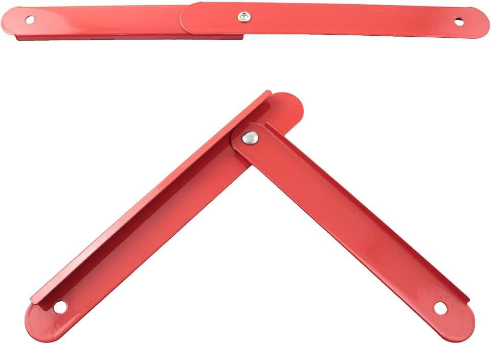 TAODAN 1 Pair Steel Pull Bar Folding Hinges Length 34cm Red Includes Anti Slip Screws Ladder Accessories Folding Hinge for Fixed Support Bracket