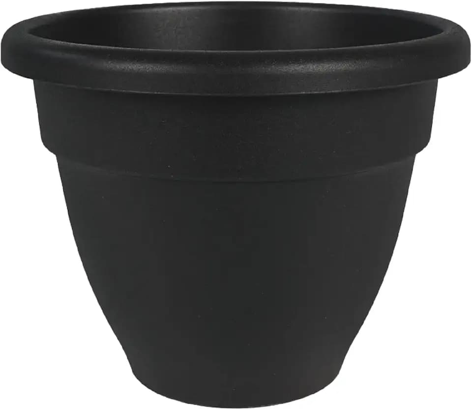 The HC Companies Caribbean Planter Pot - Outdoor & Indoor Plant Pot with Drainage Hole & Plug - Rolled Rim Plastic Pots for Plants & Flowers - Decorative Plant Pot (16" Black, Pack of 1)