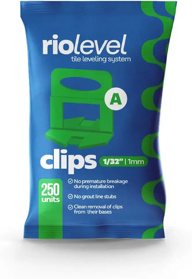 RioLevel Tile Leveling System Clips | 250 PCS | 1/32"(1mm), 1/16" (1.5mm), 1/8" (3mm) | Easy to Use, No Breakage, Easy Removal, Perfect for DIY & Pros (Green, Part A: 1/32" (1mm))