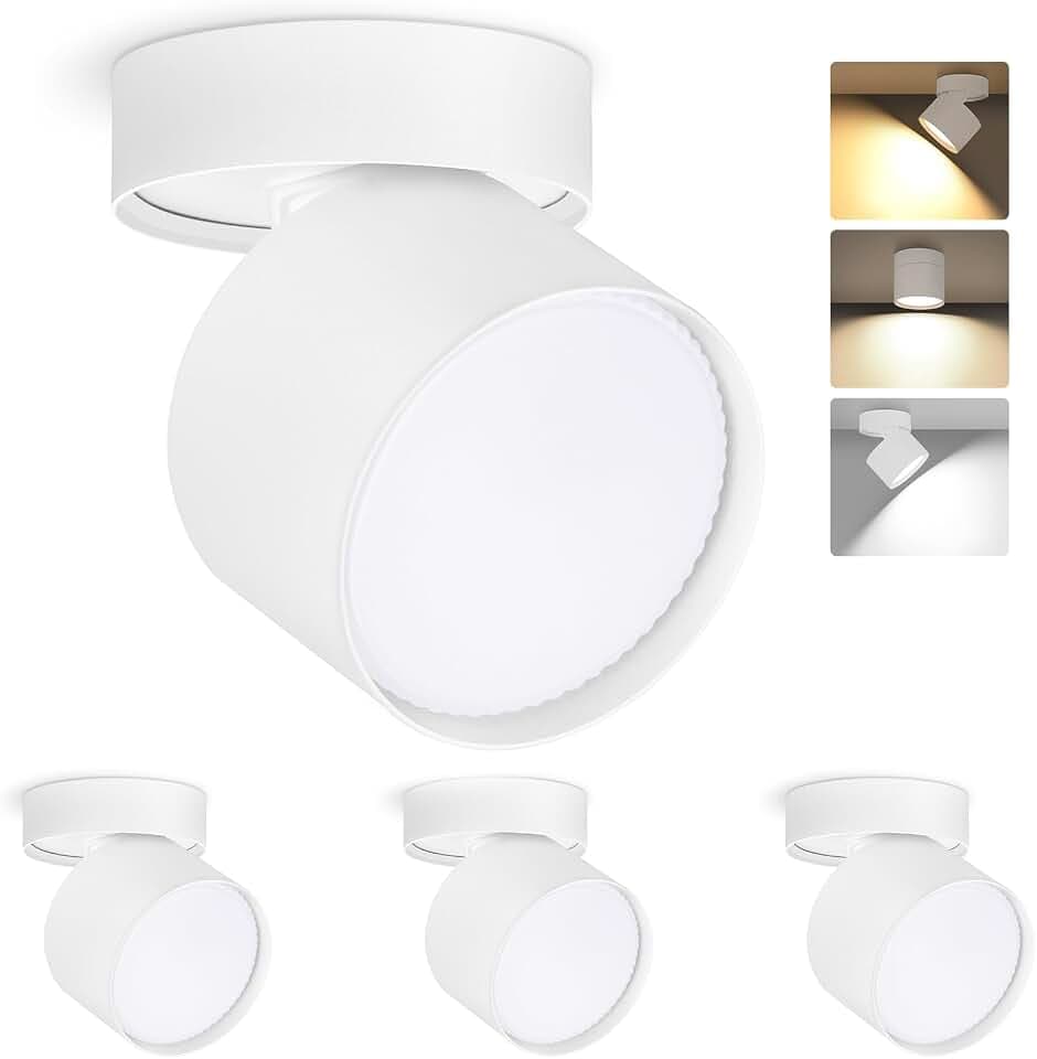 GeyouLux 3CCT LED Aufbauspot Schwenkbar Ø82×80mm Deckenspots Weiß 4 Stück