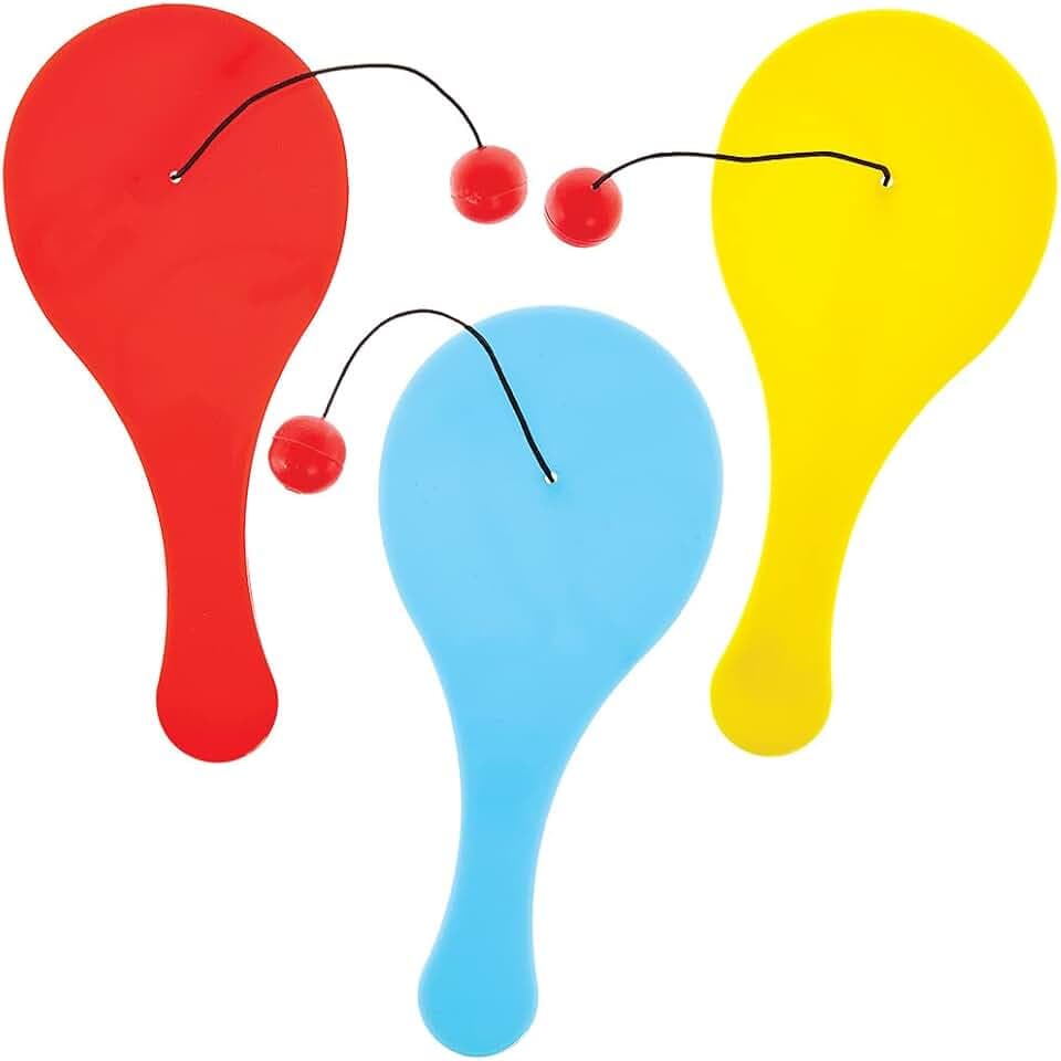 Baker Ross FX768 Regenbogenfarbene Paddelball-Fledermäuse - 8er-Packung, Partytütenfüller für Kinder