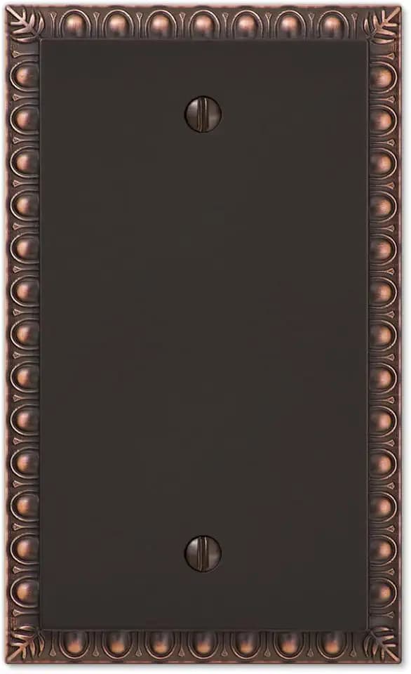 Amerelle Egg & Dart Single Blank Cast Metal Wallplate in Aged Bronze