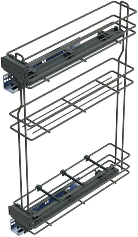 Emuca - Ausziehbares Flaschenregal mit sanfter Schließung, linke Seite, 3 Tablets, Modul 800x150mm, Stahl, Anthrazitgrau