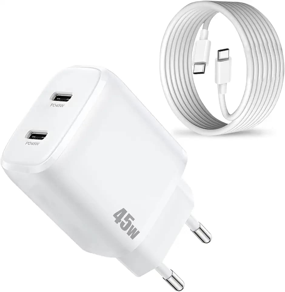 45W Samsung USB C Ladegerät Schnellladegerät LadeKabel für A57 5G A56 A36 A35 S26 Galaxy S25 Ultra/S24 Plus/S23 FE/S26 Plus/A37 A55 A25 A54/Z Fold 5 6 7/Z Filp Handy Dual Port USBC Netzteil Adapter