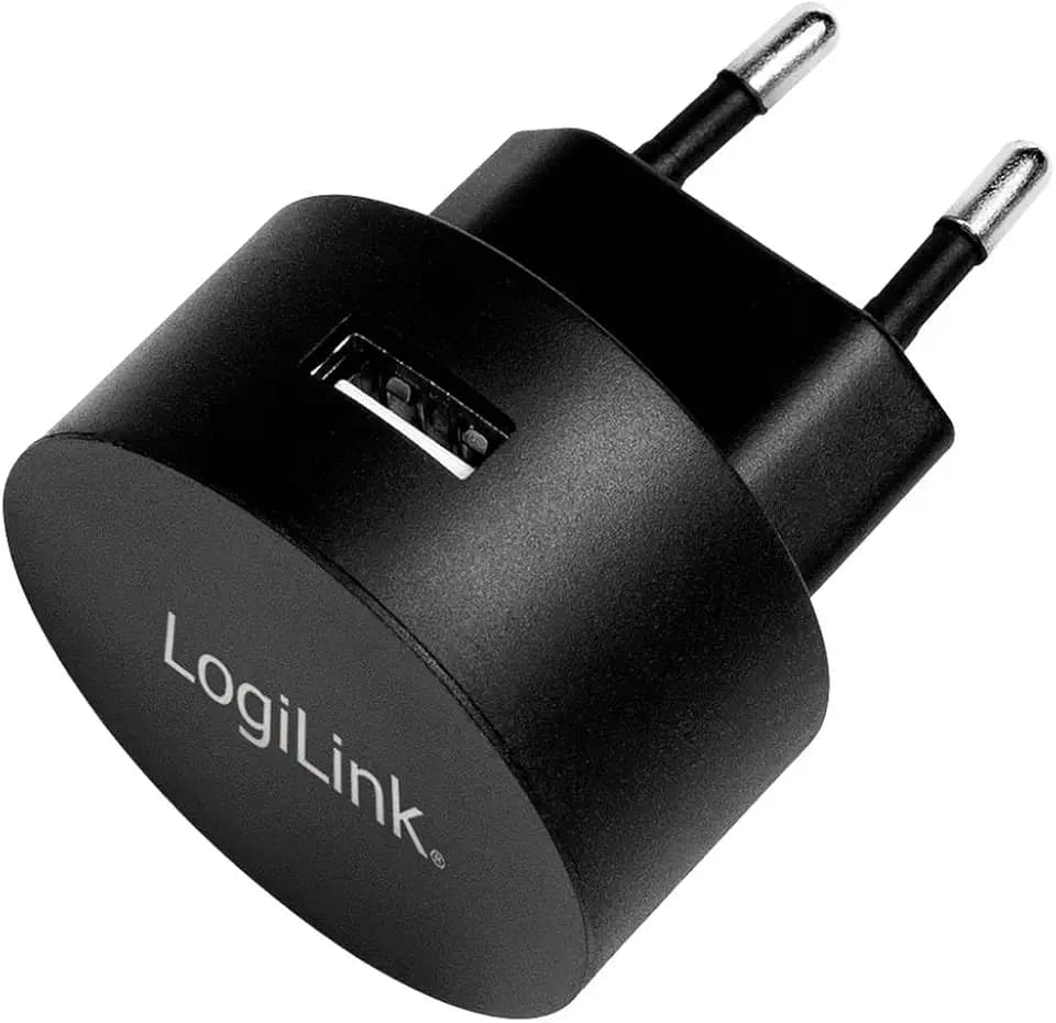 LogiLink PA0217 Fast Charging - USB Steckdosenadapter (1x USB-A, 10,5W) für Smartphones/Tablets/MP3-MP4 Player/eBooks/Navi/etc. mit Überlade-, Tiefentlade-, Überlast- und Kurzschlussschutz, schwarz