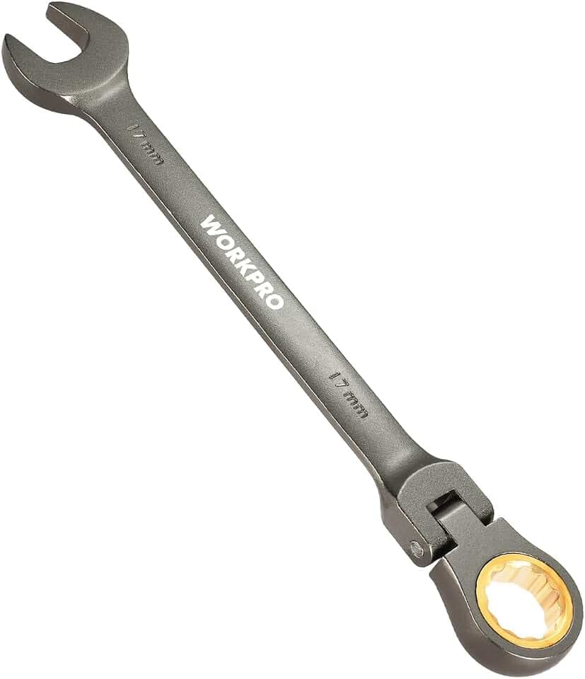 WORKPRO 17 mm Flex-Head Ratcheting Combination Wrench, Nickel Plating