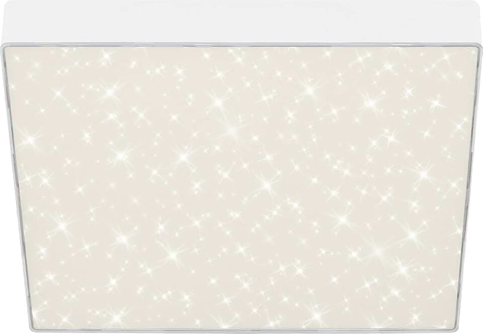 BRILONER - LED Deckenlampe mit Sternenhimmel, rahmenlos, neutralweiße Lichtfarbe, LED Lampe, Deckenleuchte, Wohnzimmerlampe, Schlafzimmerlampe, Küchenlampe, 28,7x28,7x3,6 cm, Weiß