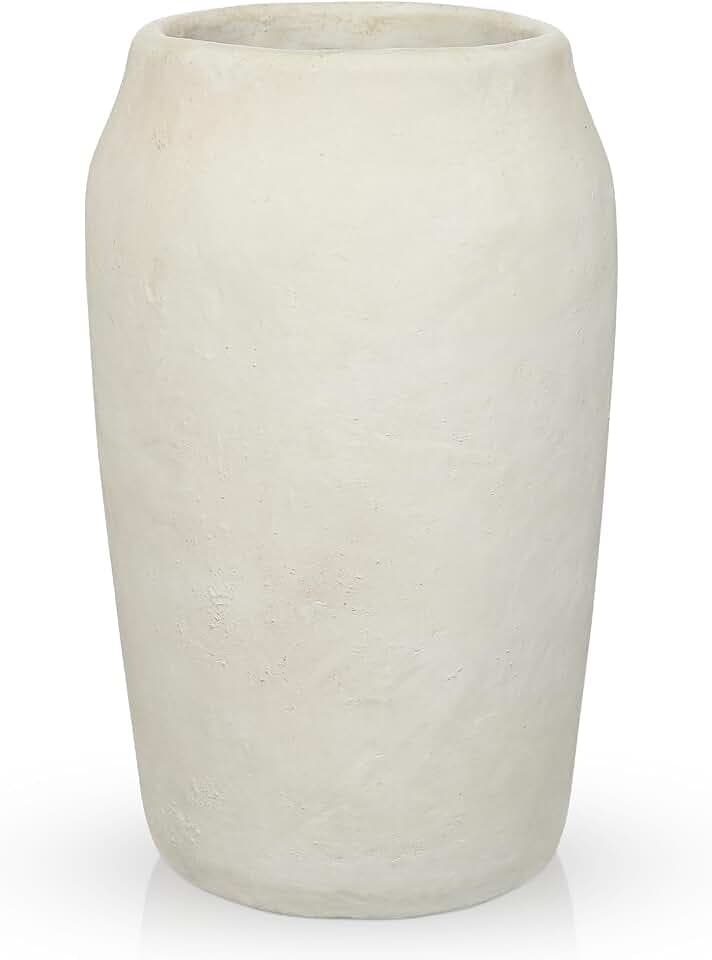 30 cm Zement Vase Vintage Rustikal Vase Deko Cremeweiß Blumenvase Tischvase