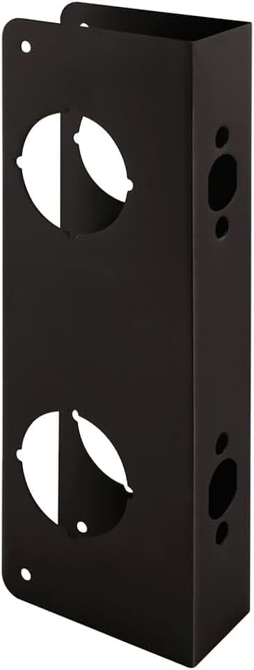 Prime-Line U 10750 Brass Lock and Door Reinforcement Plate for 1-3/4 In. Thick Doors, Bronze Finish (Single Pack)