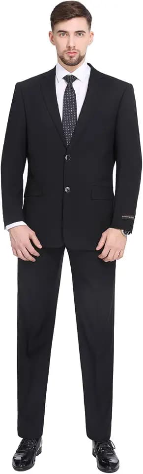 P&L Men's 2 Piece Classic Fit Dress Suit Set Pleated Pants Wedding Prom