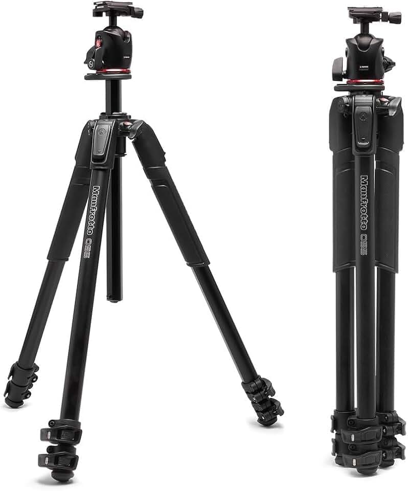Manfrotto 055XPRO AS, 3-teiliges Aluminium-Kamerastativ, Kit mit XPRO-Kugelkopf, 90-Grad-Säule, 15 kg Tragkraft, Arca-Swiss-Platte, für DSLR/spiegellose Kamera, Stativ für Kamera, Fotostativ