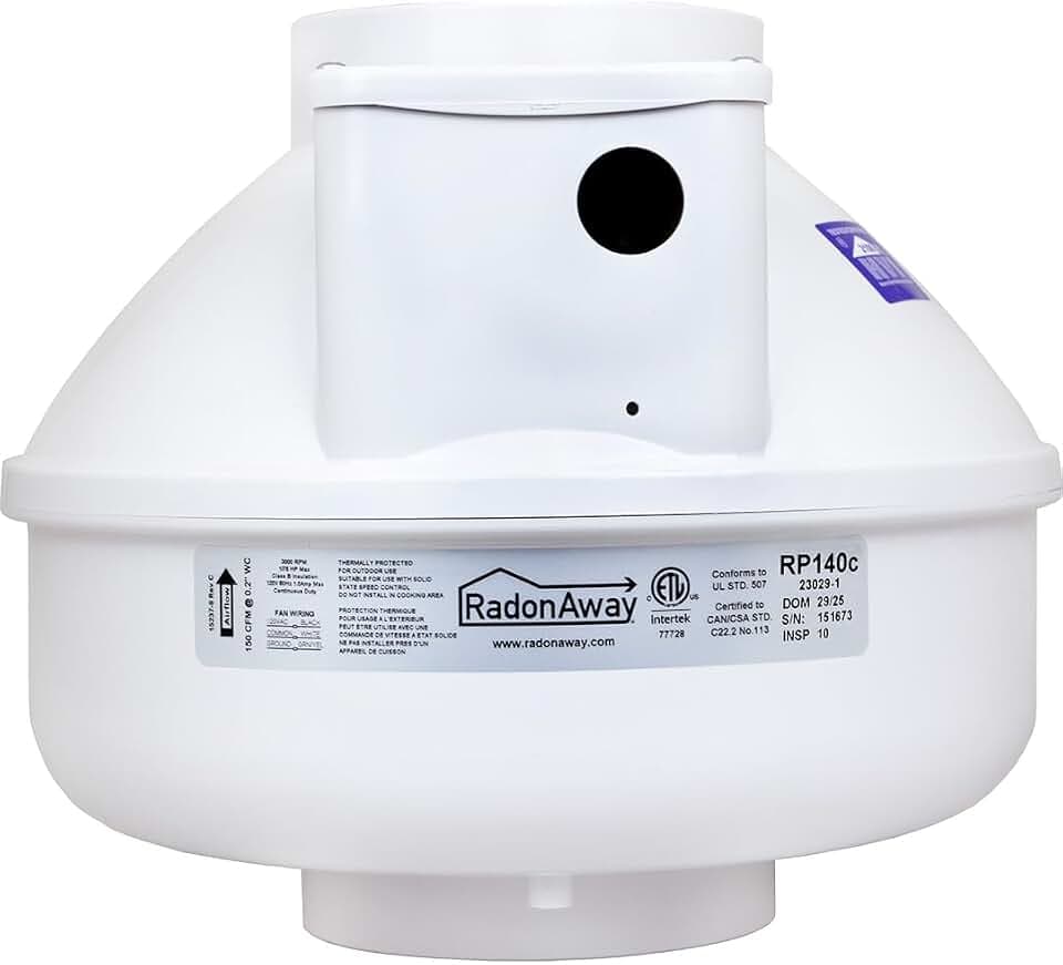 RadonAway 23029-1 RP140 Radon Mitigation Fan, 4"