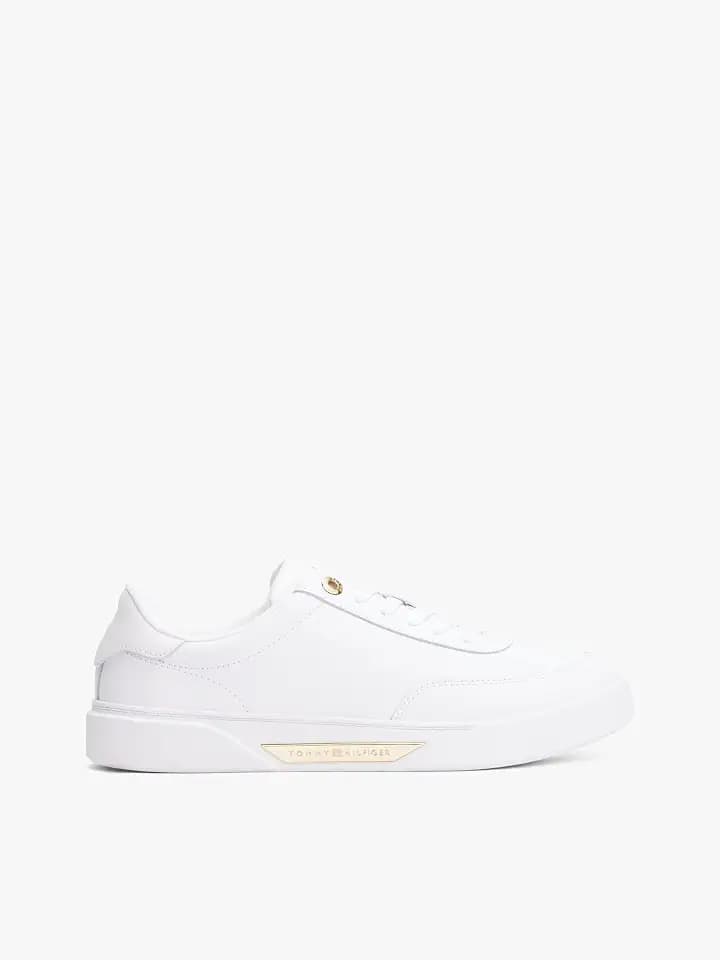 Tommy Hilfiger Damen Cupsole Sneaker Essential Chic Court aus Leder, Weiß (White), 36