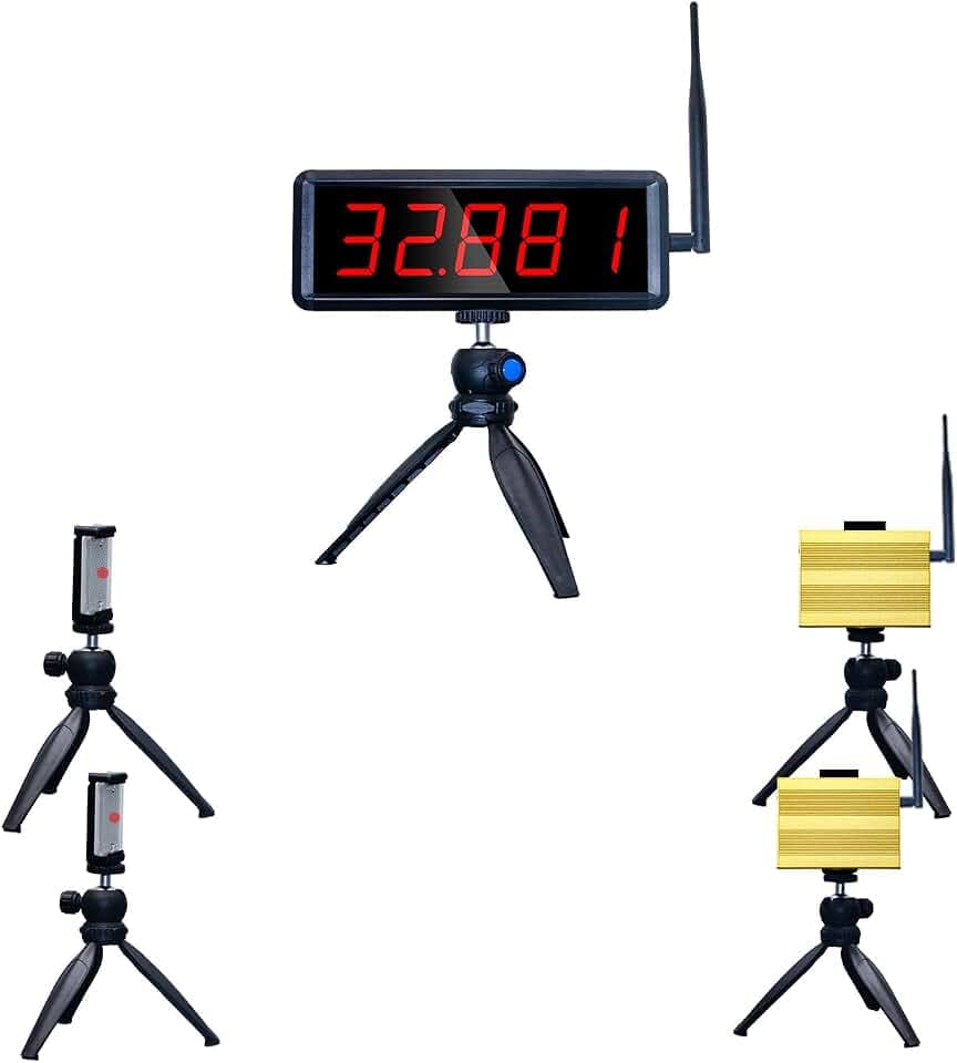 Wireless Laser Timer für Sprints, Laser Sprint Timer System für Track 40 60 Yard Dash, Rennuhr Renntimer Stoppuhr für Running Speed Tranning Skating Bahn Feld Time Motorrad (2 Sets)