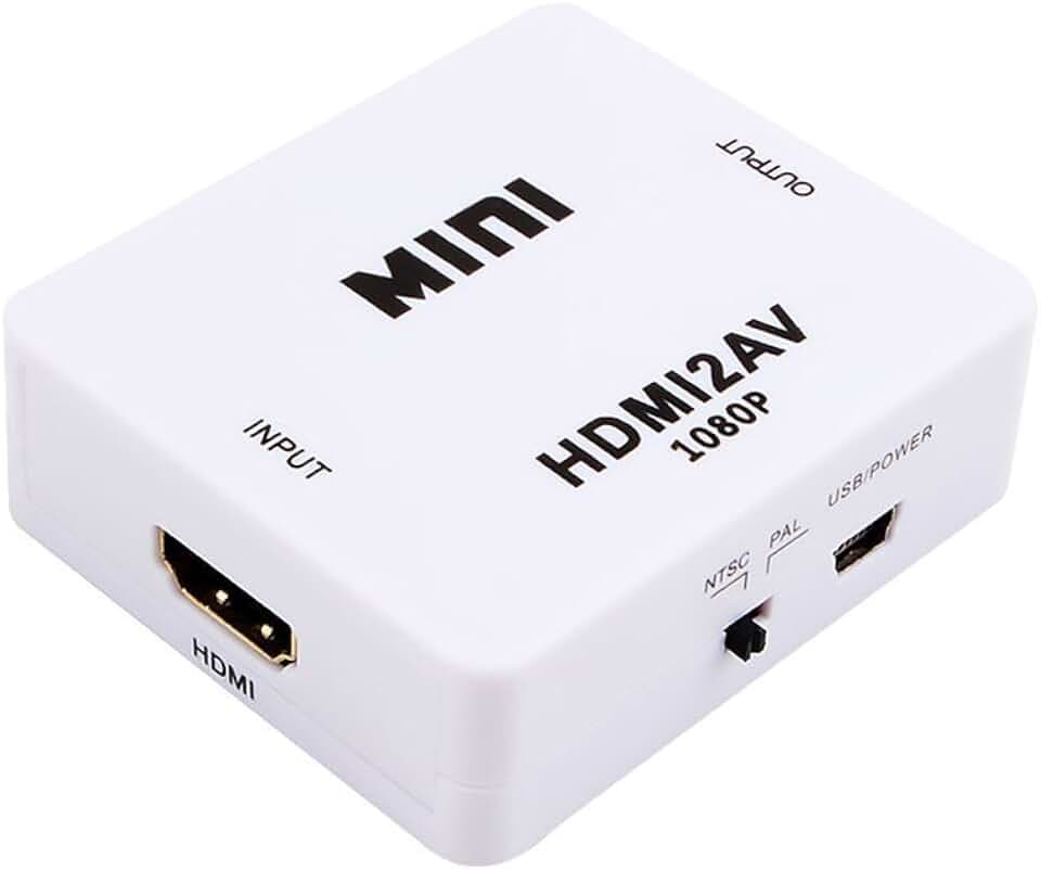 HDMI zu Scart Konverter, HDMI zu AV/RCA CVBS Adapter Mini HDMI2AV Video Konverter Box für HDTV TV PS3 Computer PC VCR NTSC