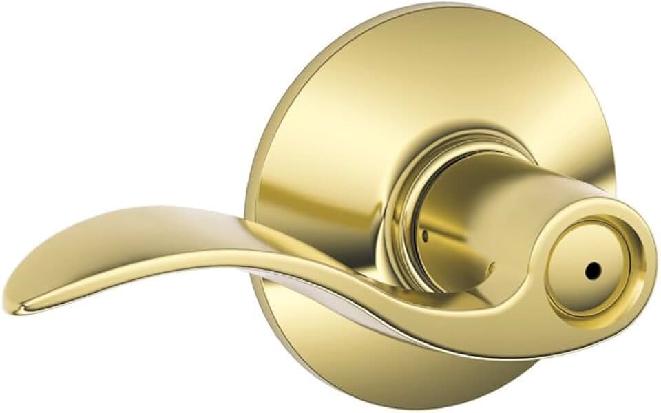 SCHLAGE Accent Bed/Bath Privacy Door Handle with Lock, Bright Brass