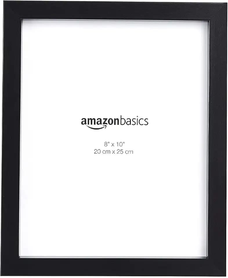 Amazon Basics Rectangular Photo Picture Frame, 8" x 10", Wall Hanging or Tabletop Display, Black, 2-Pack, Horizontal or Vertical