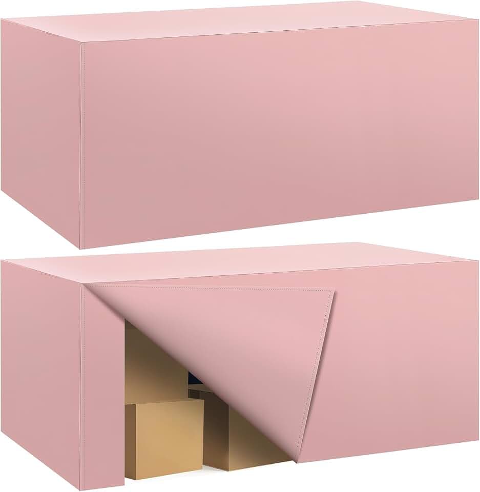 Ascoza 2 Pack Fitted Tablecloth for 8 Foot Rectangle Tables 96 x 30 Inch Dusty Pink Table Covers Water Resistant Polyester Table Cloth for Wedding, Parties,Display, Trade Show (Dusty Pink)