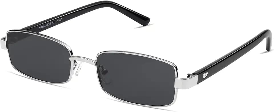 VANLINKER Retro Rectangle Polarized Sunglasses for Women Men Small 90s Vintage Trendy Slim Narrow Rectangular Frame VL9684