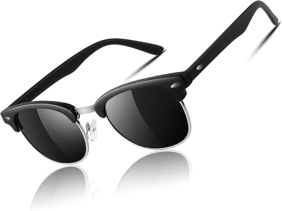 CGID Sonnenbrille Herren Damen Retro Polarisiert Horn Gestell Halbrahmen