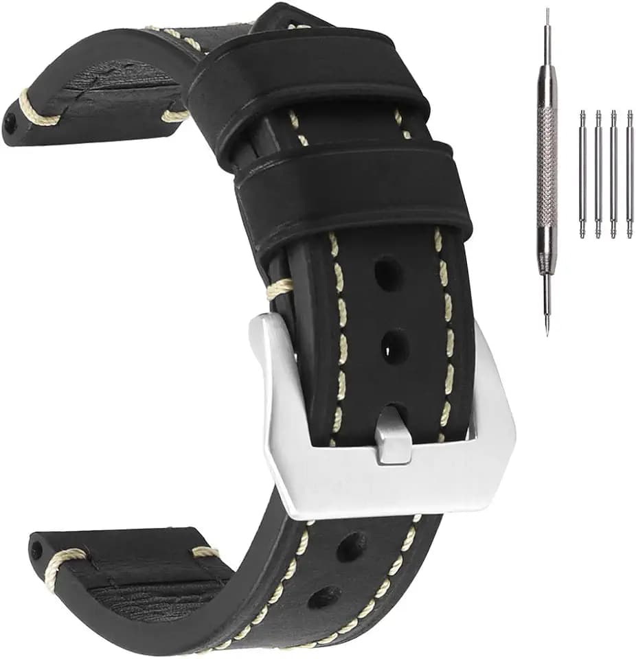 EACHE Vintage Crazy Horse & Oil Wax Thick Leather Watch Bands for Men