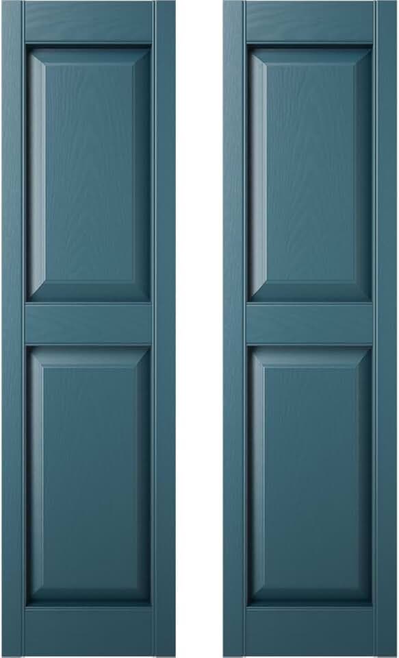 Builders Edge 14.75 in. W x 39 in. H Builders Edge, Standard Two Equal Panels, Raised Panel Shutters, Includes Matching Installation Spikes (Per Pair), 166 - Midnight Blue