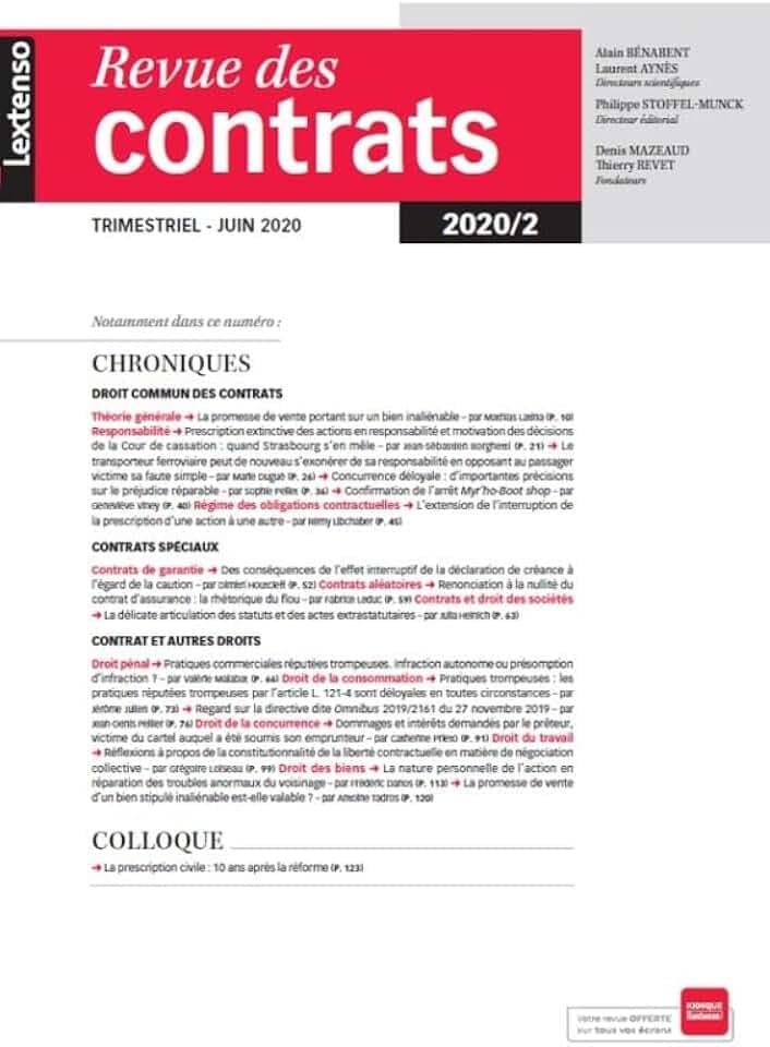 REVUE DES CONTRATS N 2-2020