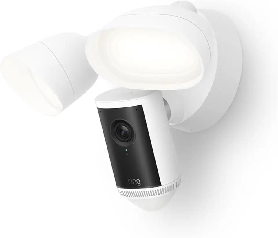 Ring Floodlight Cam 4K Pro (newest model), Wired, Retinal 4K with wide-angle video, 10x Enhanced Zoom, and 2000 Lumen Floodlights, White