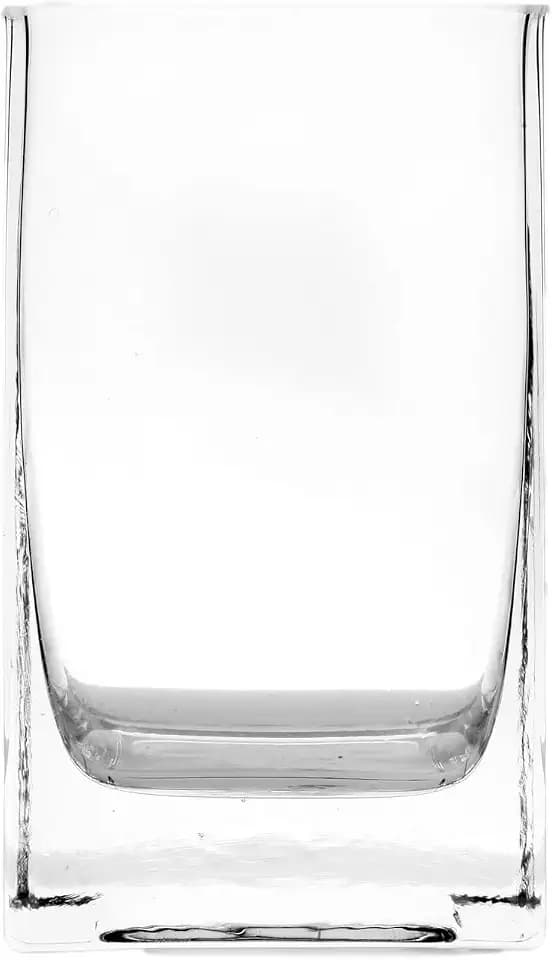 Vase mit quadratischem Querschnitt aus transparentem Glas - Maße 8 x 8 x 14 cm