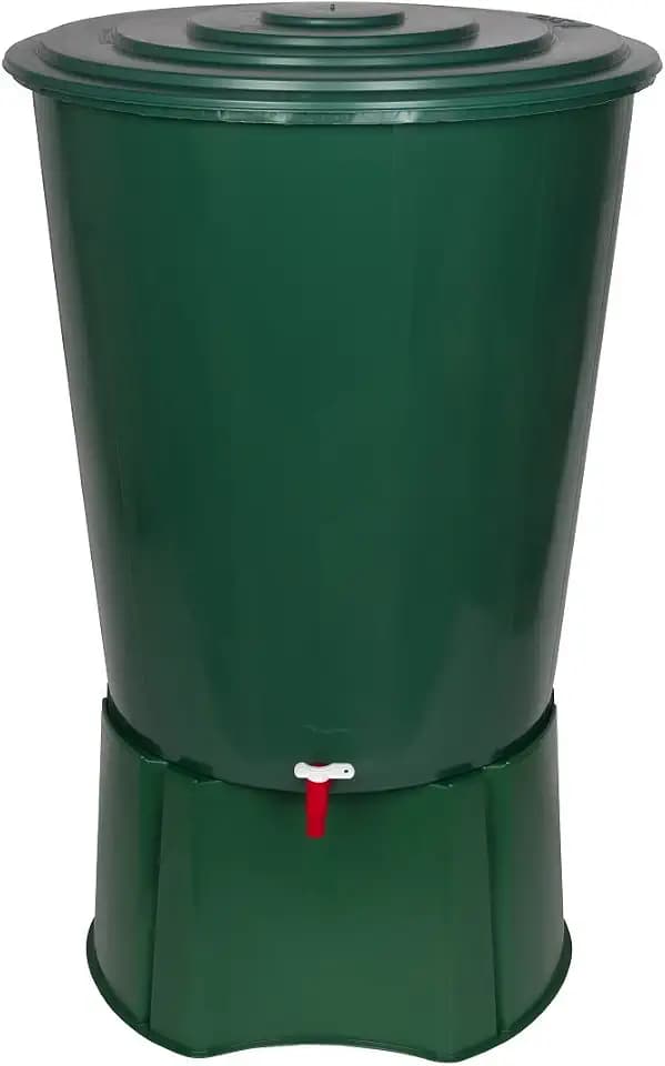 XL Regentonne 310 L grün, Monoblock-Stand, Wasserhahn & Deckel