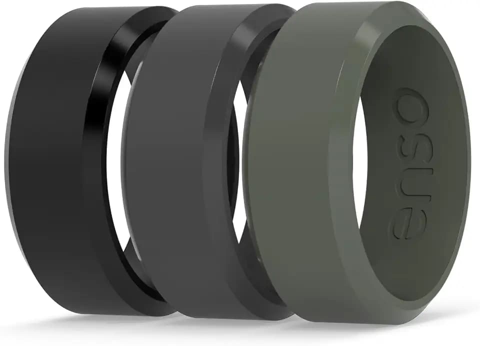 Enso Rings Bevel Classic Silicone Wedding Ring – Hypoallergenic Unisex Wedding Band – Comfortable Band for Active Lifestyle – 8mm Wide, 2.16mm Thick