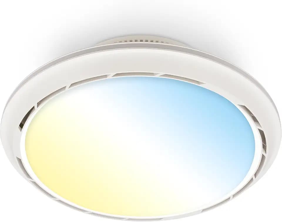 BRILONER - LED Deckenventilator mit Beleuchtung, Fernbedienung, 6 Geschwindigkeiten, CCT warmweiß bis tageslichtweiß, Dimmbar, Lampe mit Ventilator, Ventilator Deckenleuchte, 44 x 17,5 cm, Weiß