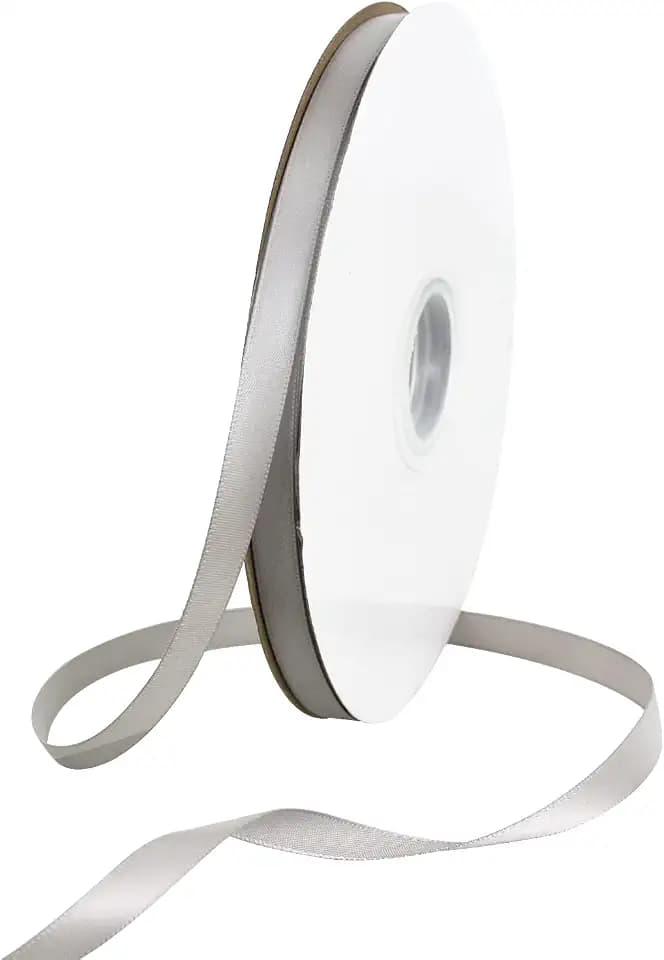 TONIFUL 100yds 3/8 Inch Silver Satin Ribbon for Craft Gifts Wrapping