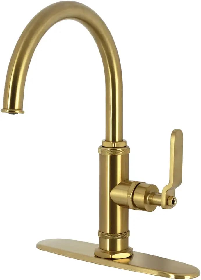 Kingston KS2437KL Single-Handle Kitchen Faucet, Brushed Brass