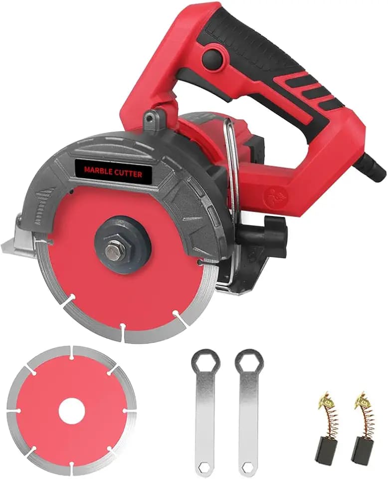 Hancaner Trocken Steintrennsäge 1400Watt Fliesensäge, incl.Ø110 mm Hochfeste-Trennscheibe, 12800U/min & 0-45 Grad Fasenschnitt, von Marmor, Fliese, Keramik, Holz, PVC
