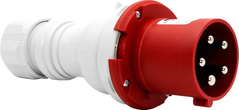 Brennenstuhl Industrieller CEE-Stecker, 5-polig, für den Außenbereich, CEE-Stecker, 400 V/63 A, schraubbarer Anschluss, Verwendung im Freien, Baustelle, Industrie, Camping, IP44, 63 A