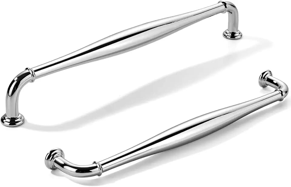 khtumeware 2 Pack 10inch(256mm) Hole Center Vibrant Polished Chrome Cabinet Pulls Solid Heavy-Duty Tradition Handles Hardware for Bathroom Dressers Pull cabinets wardrobes Closet Doors
