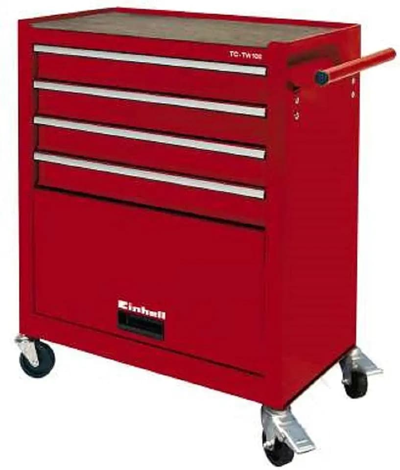 Einhell Werkstattwagen TC-TW 100 (Interlock-System, 4 drehbare Rollen mit Zwei Feststellbremsen, Ablagefach mit Klappe)