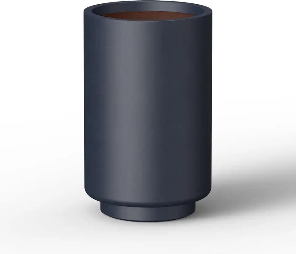 Kante Accent Round Tapered Charcoal Concrete Planter 20.1" Tall, Outdoor