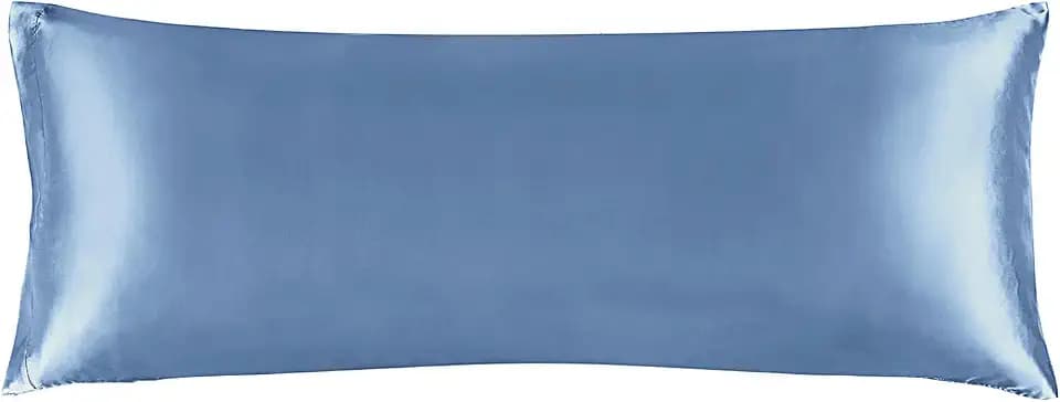 BEDELITE Satin Body Pillow Cover, 20x54 Inch, Airy Blue, Set of 1