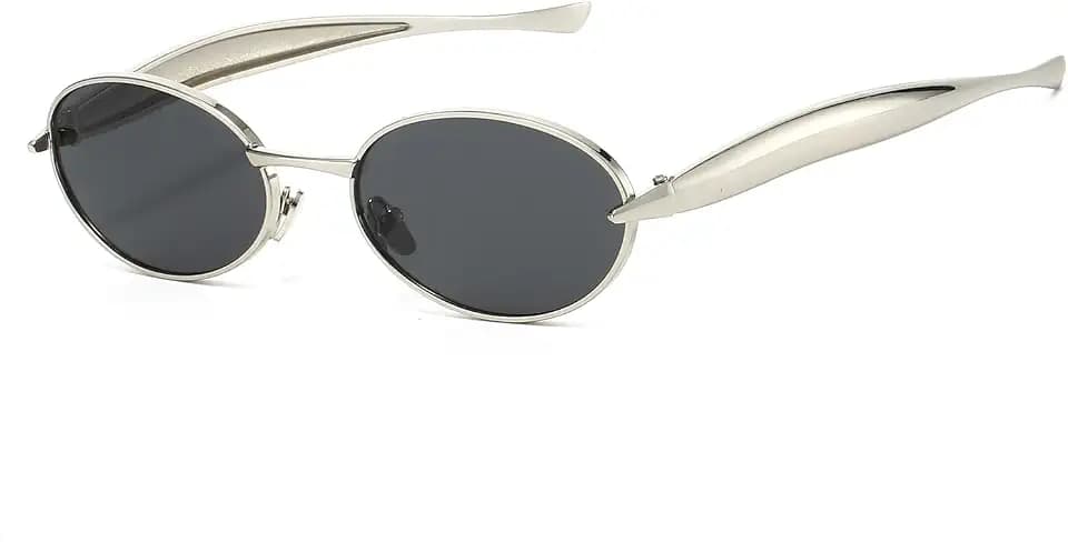 YAMEIZE Stilvolle Ovale Metall Sonnenbrille für - Damen Herren Metall Rahmen Runder UV400-Schutz Fahren im Freien