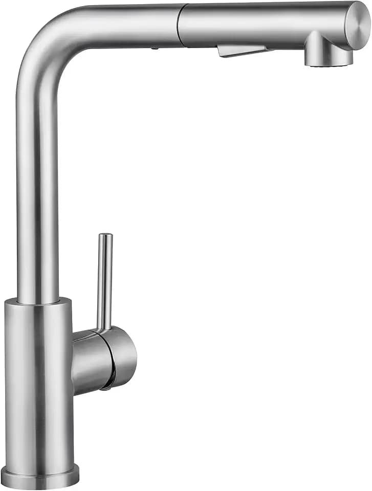 CECIPA Hochdruck Wasserhahn Küche Ausziehbar, Küchenarmatur mit Brause Zwei Wasserstrahlarten, Einhebel Spültischarmatur 360° Schwenkbar, Mischbatterie Küche Edelstahl Gebürstet, X203S