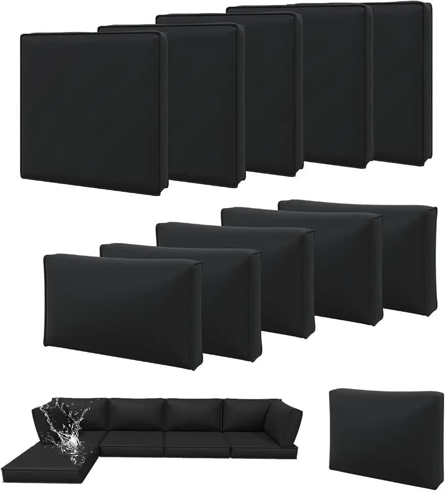 Aoxun 11pcs Patio Cushion Covers Replacement with Zipper & Non-Slip Bottom
