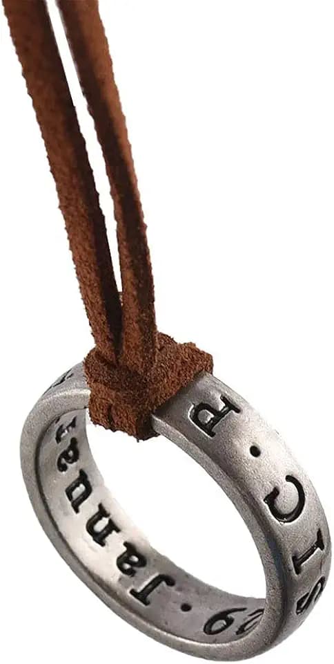 Uncharted 4 Nathan Drake Ring Necklace for Men with Adjustable Leather Cord Handmade